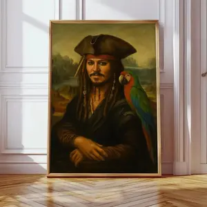 [Unframe] Mona Sparrow Poster – Funny Renaissance Pirate Art, Vintage Wall Decor