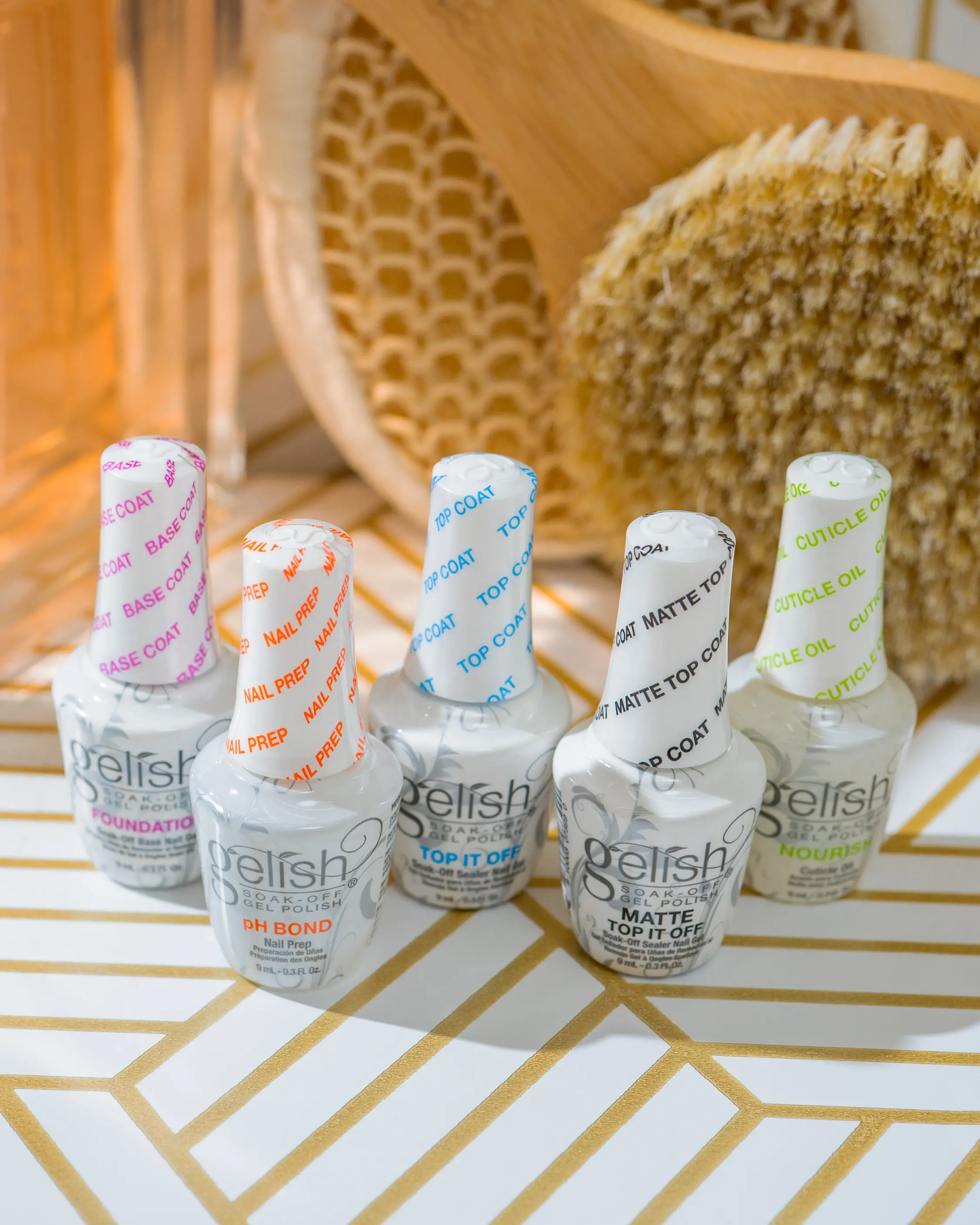 Gelish MINI Essentials LED Gel Nail Set - Strong Adhesion Foundation Base Coat, High-Gloss Sealer Top Coat for Long-Lasting Shine & Durability, 0.3 Fl Oz, Ideal for Professional Use