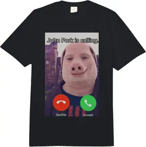 100% Cotton John Pork Is Calling Funny Answer Call Phone Comfort Colors Adult Heavyweight T-shirt