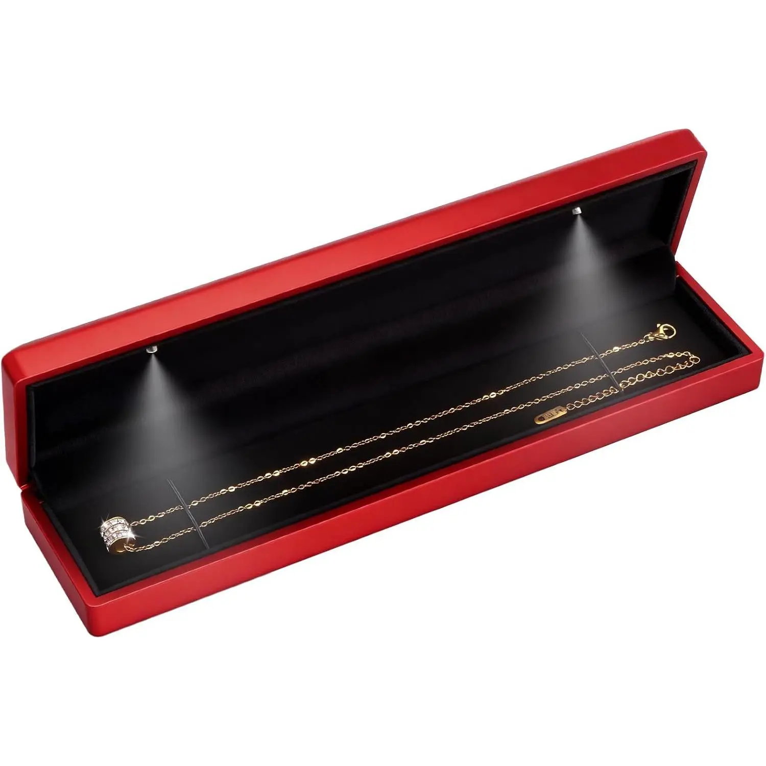 Long Chain Necklace Jewelry Gift Box with LED Light, Bracelet Storage Case, Jewellry Display Box for Wedding, Engagement, Proposal, Birthday, Anniversary