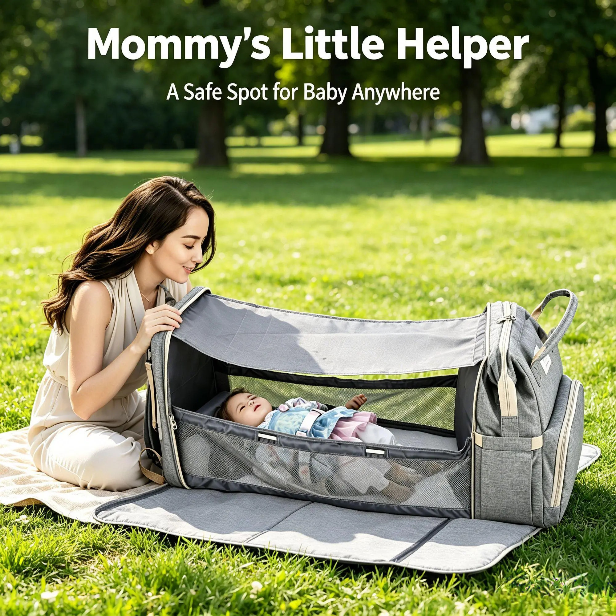 Diaper Backpack with Foldable Changing Station, 3-in-1 Waterproof and Convertible Baby Bag for Travel, Large Capacity with USB Port for Newborns, Diaper Bag With Changing Pad, Travel Diaper Tote