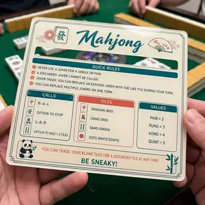 Clear Acrylic American Mahjong Cheat Sheet - Beginner Friendly Quick Reference Guide & Game Night Accessory