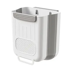 Wall-mounted kitchen trash can, hole-free household cabinet door storage bucket, foldable large-capacity kitchen waste basket
