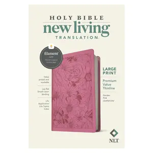 NLT Large Print Thinline Bible Filament Edition | Premium Value | LeatherLike Garden Pink Imitation Leather