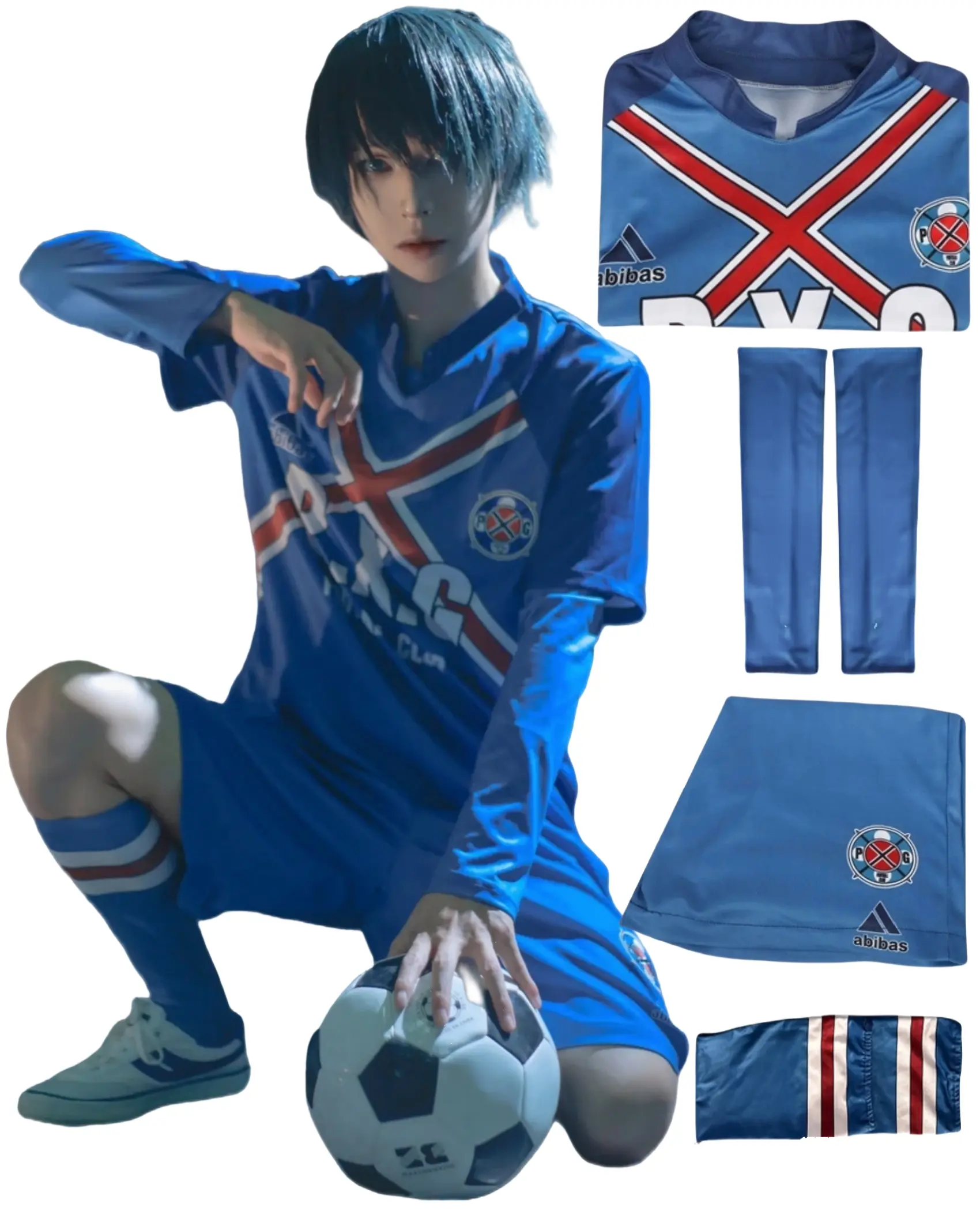 Blue Lock Jersey, Rin Itoshi Shidou Charles Cosplay Costume, Anime Football Jersey Sportswear Uniform for Halloween