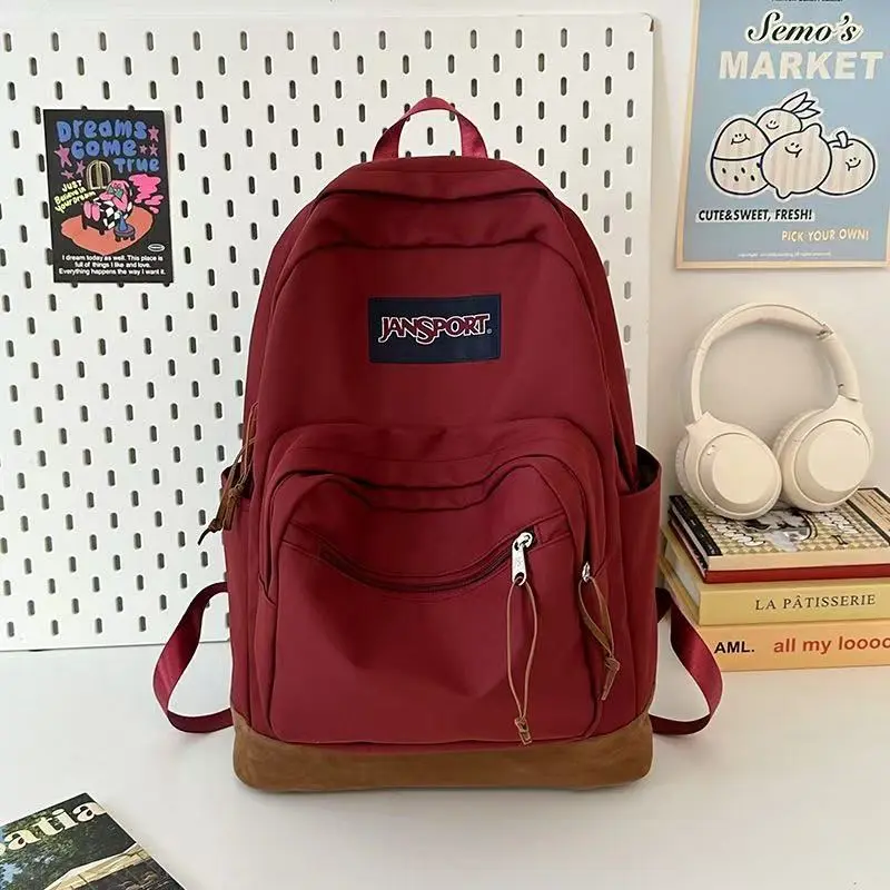 Aesthetic Vintage Jansport School Backpack, Universal Laptop Daypack for Boys Girls Students, Large Capacity Storage Book Bag with Side Pocket for Campus, Road Trips and Daily Casual Wear for Men Women