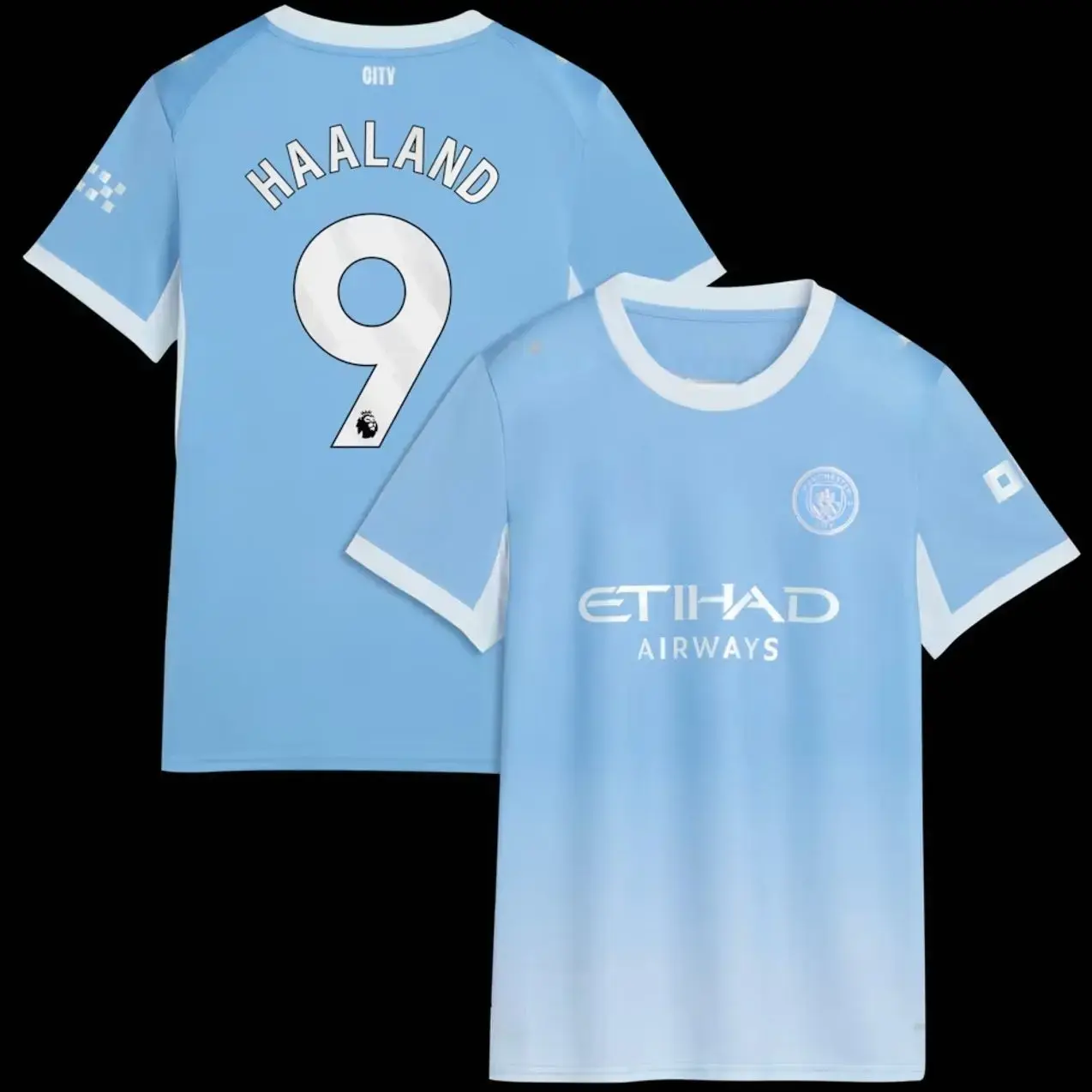 Unisex Premium Sky Blue Soccer Jersey Number 9 Haaland Athletic Sports Premier League Man City