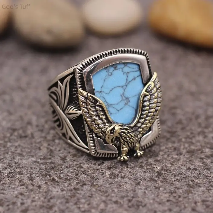 Men's Biker Eagle Statement Ring with a 3D Spread-Wing Design and Comfort Band for Everyday Casual Street Style, 3D Spread-Wing Eagle, Birthday, Creative Jewelry Accessory, Male, Eagle Brooch Rings