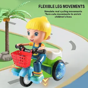 Electric Toy, Girl Riding Tricycle, 360 Degree Stunt Rotation, Colorful Lights Music, Educational Baby Toy, Durable (no Batteries Included)