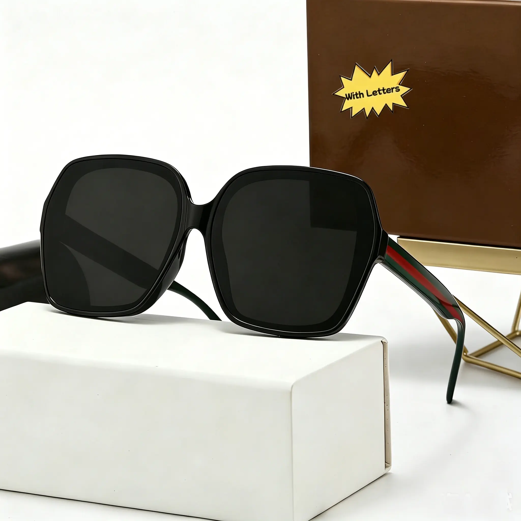 Retro 90s Oversized Rectangle Designer Sunglasses for Women - Black Frame, Full Rim, UV400 Lens, UV Protection, Daily Wear Party Gift for Home & Festive Supplies, Great Gift