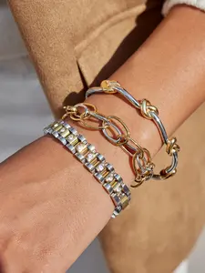 Vintage stainless steel adjustable bracelet, multi ring spliced ribbon buckle bracelet, classic rhinestone bracelet, surprising exquisite gift, Stackable bracelets