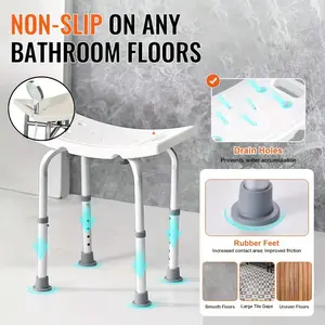 Shower Chair For Inside Shower 350lb Shower Seat Height Adjustable Shower Stool Seating For Elderly And Disabled,  Stable And Easy To Clean