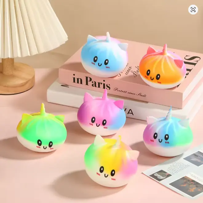 # funny squishy trades 3pcs Colorful Unicorn Buns Pinch Music Slow Rebound Decompression Toy Artifact Simulation Small Cage Bag Shape Vent Desktop Ornament