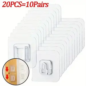 20-Piece Strong Adhesive Wall Hooks, Home Organizer Hook, Transparent Suction Cups, Easy Installation, Multi-Purpose Plastic Stands, Waterproof, Kitchen, Bedroom, Bathroom