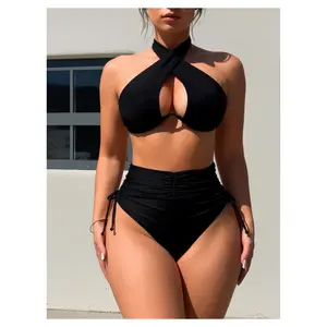 Bikini for Women Underwire - 2 Piece Swimsuit Spaghetti Strap Bathing Suit Criss Cross Halter Top Swimwear for Beach, Pool, Vacation - Adjustable Triangle Bikini Set