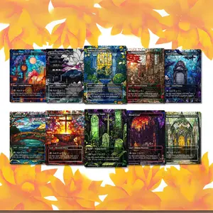 50+ Stained Glass Style Land Cards | Custom Full Art EDH Proxy Pack | Borderless Dual Tri Colorlands Bundle