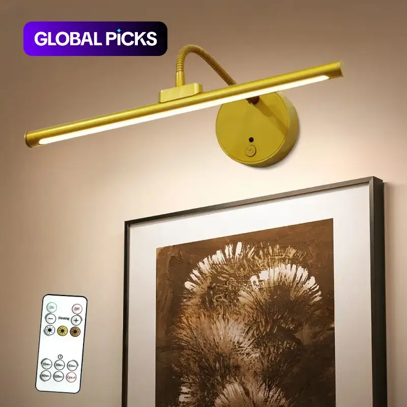 USB-Rechargeable Wall-Mounted Light, Dimmable Picture Light with Remote Control for Paintings, Portraits, and Gallery Art, Artwork Lighting, Modern Mood Lighting, Indoor Wall Light, Decorative Wall Light #GLOBAL PICKS