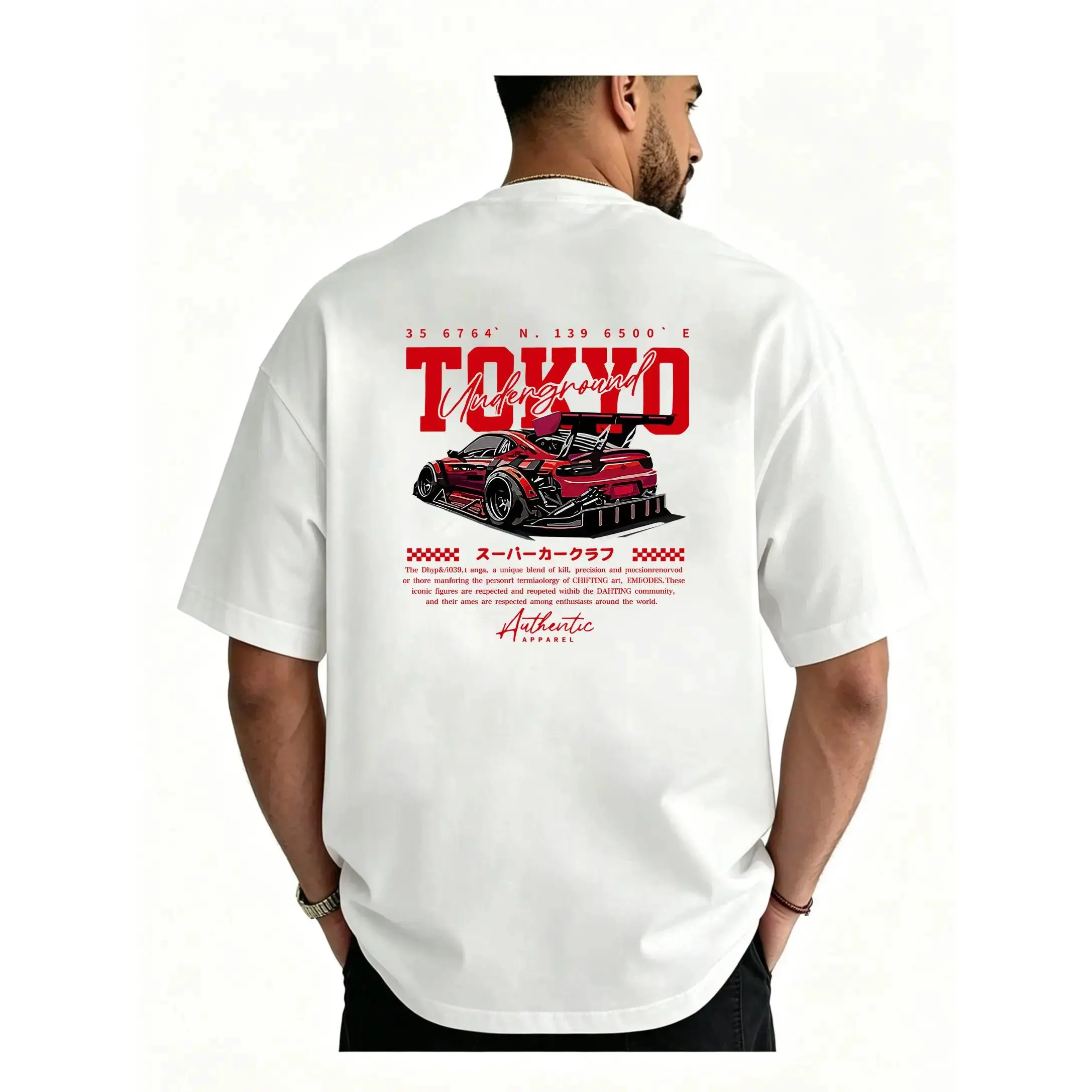 Menswear Cotton Round Neck T-Shirt - Vintage Auto Graphic, Retro Vehicle Print, Streetwear Casual Short Sleeve, Unisex Fashion Top, Summer Everyday Wear, Gift for Car Lovers