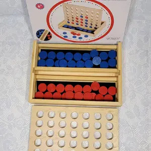 Wooden Four in a Row A Strategy Game of Connections by TOWO Toys Wood of Oxford