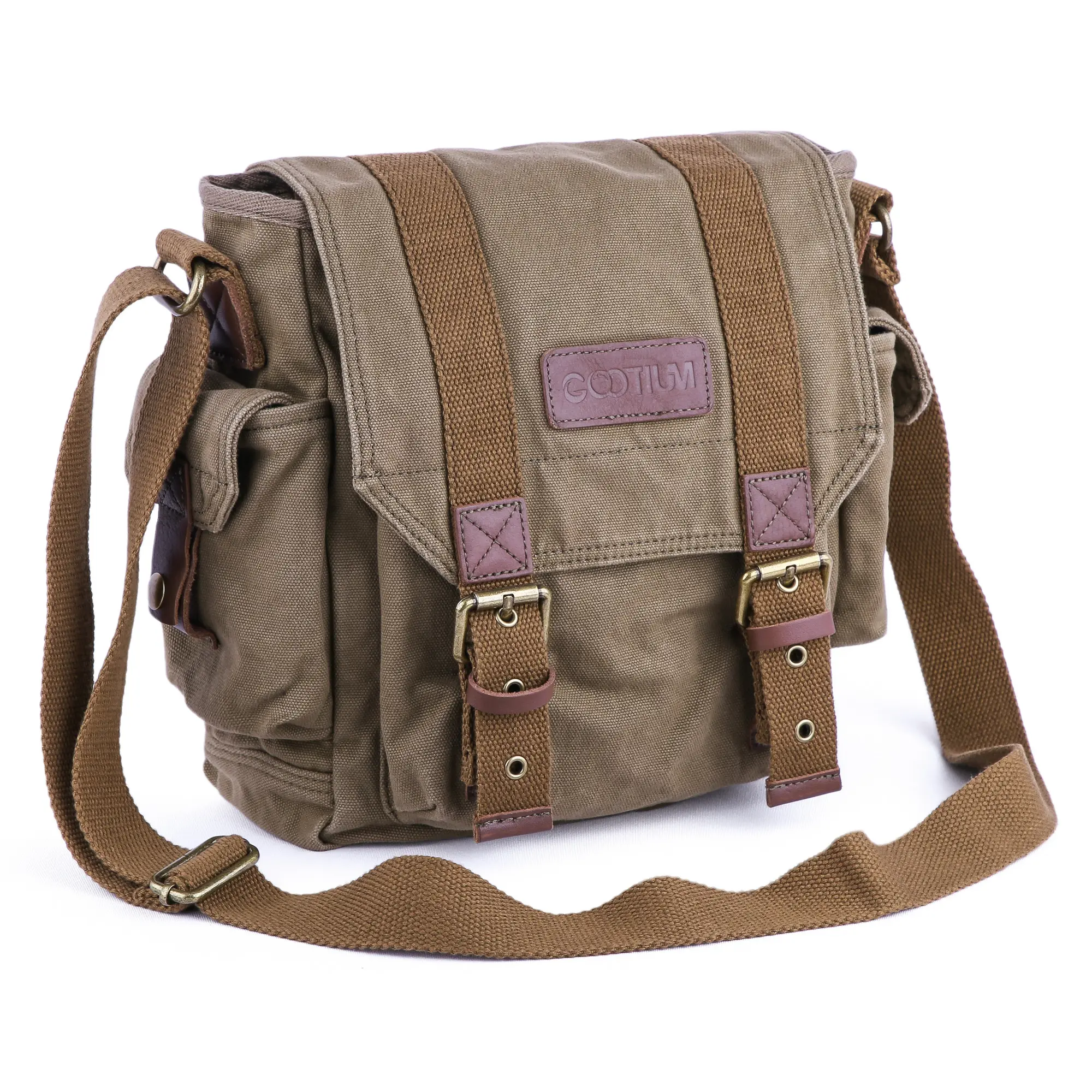 GOOTIUM Men Retro Solid Crossbody Sling Bag, Minimalist Lightweight Daily Chest Bag with Adjustable Strap, Vintage Leather Shoulder Satchel for Everyday Commute cross body