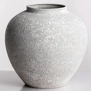 Vanselia Large Flower Vase Home Decor - Tall Farmhouse Table Vases Rustic Living Room Kitchen Bedroom Centerpieces Decorations for House Office Coffee Desk Dining Floor Shelf Gifts (Metal 11" Grey)