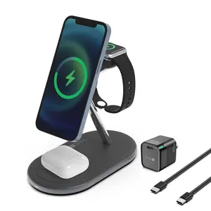 YEIL "XtraCharge" 3-in-1 Wireless Charger MagSafe Compatible Wireless Charger Stand for iPhone 12, 13, 14, 15, 16 iWatch and AirPods. Magnetic