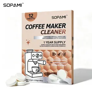SOPAMI Coffee Maker Cleaner Tablets 12 Count for Home & Office Use Ultra-Powerful Descaling Formula