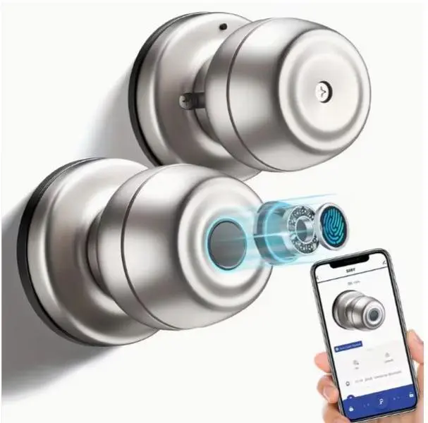 [Deals for You Days]Fingerprint Door Lock, Smart Fingerprint Door Knob, Biometric Door knobs with App Control, Auto Lock Door Lock with Code, Keyless Door Knob with Locks for Bedroom, Home,Office FathersDayGift Christmas and every event best gift