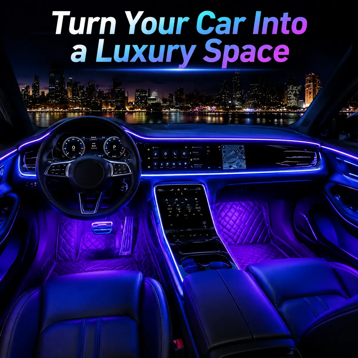 RGB Car Interior Lights USB Ambient Lighting Kit, App Controlled LED Strip Lights with Music Sync, Car Atmosphere Lights for Dashboard Footwell Decor