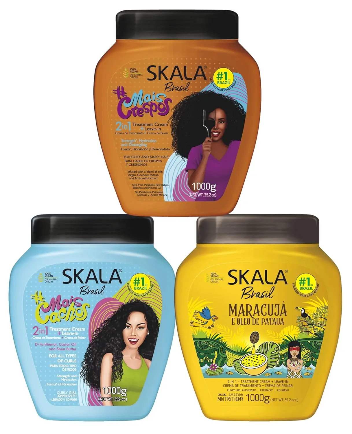 SKALA Mais Cachos, Crespos, and Maracuja 2-in-1 Cream (3-Pack Bundle)