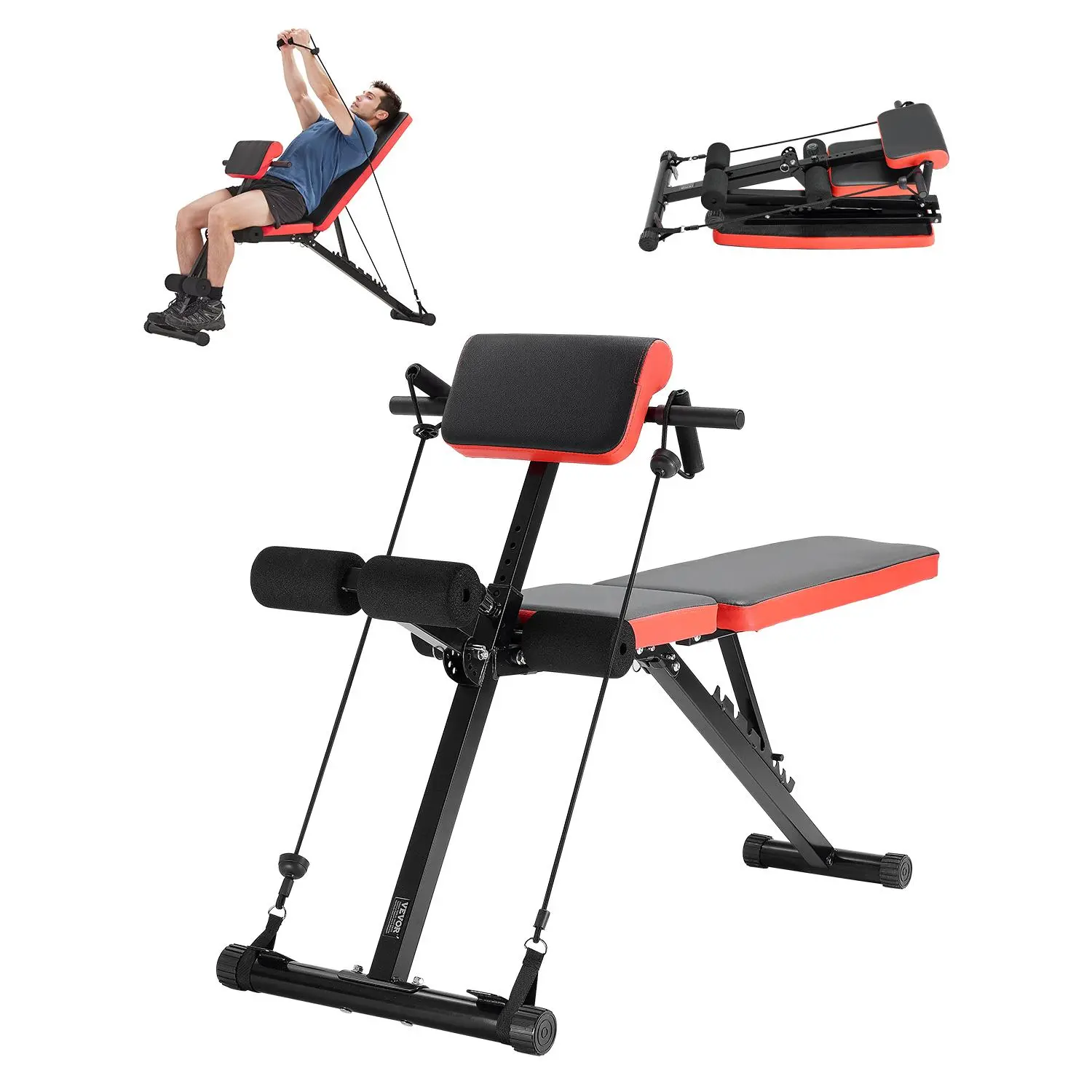 【SummerFinds】VEVOR Multi-Functional Weight Bench for Full Body Workout,  Roman Chair Hyperextension Bench, 770 lbs Adjustable & Foldable Equipment for Back Arm Core Ab Workout, Sit Up Exercise Machine for Home Gym