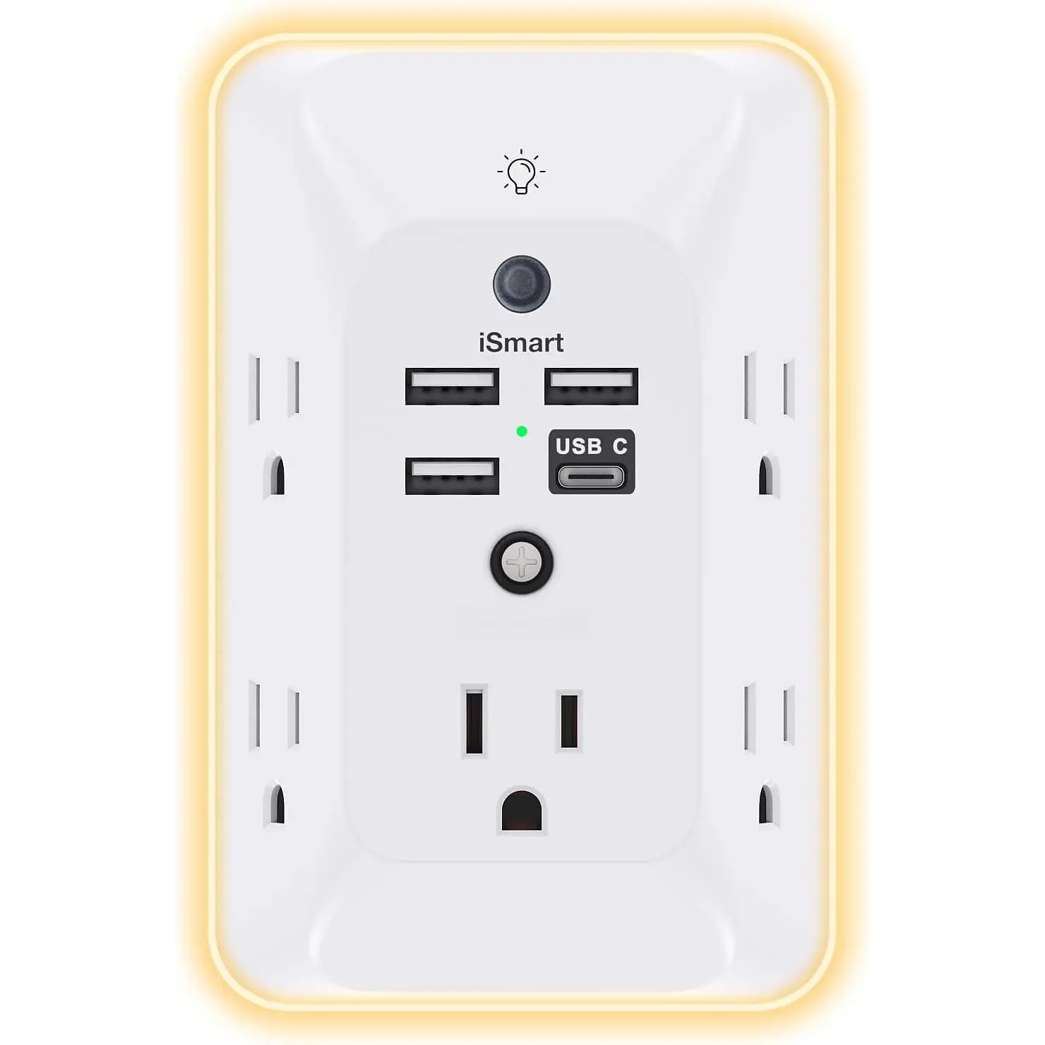 Outlet Extender with Night Light,  Multi Plug Outlet, USB Wall Charger Surge Protector 4 USB Ports(1 USB C), Power Strip Electrical Outlet Splitter Expander for  Office Dorm Room, ETL