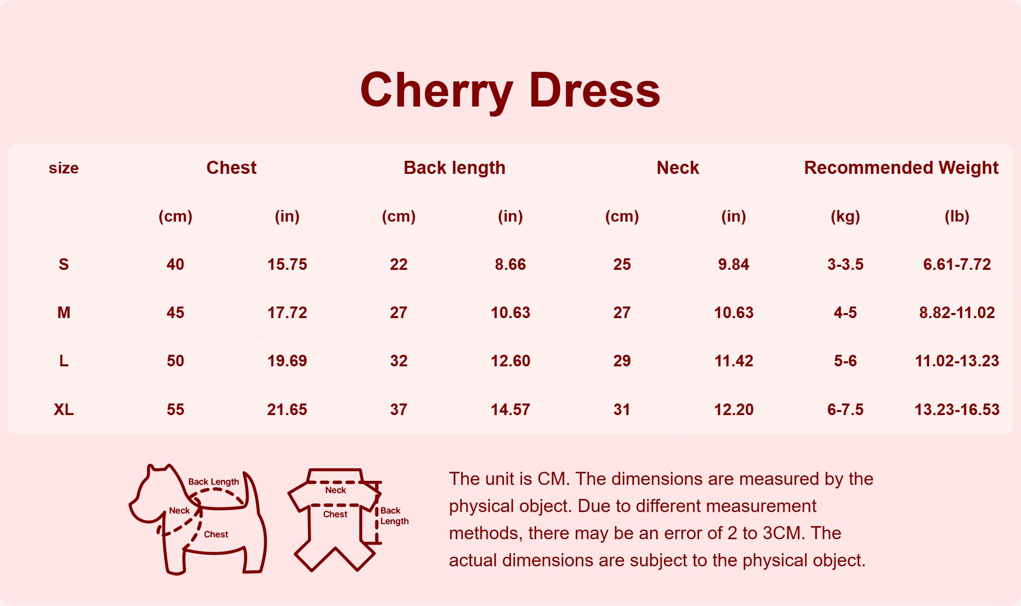 Pet Clothes Dog Cat Rabbit Princess Cherry Dress Pretty Comfortable Yorkshire Terrier Maltese Teddy Bichon Bear Pomeranian Bulldog For Wedding Anniversary Daily Use A0002