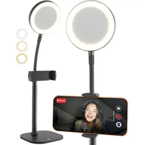 Phone Stand for Recording with Light for Desk - ChatStand Halo 9-14" Adjustable, Portable Ring Light Tripod, iPhone Stand for Desk & Phone Holder for Video Recording, Filming, Zoom Calls (Night Black)