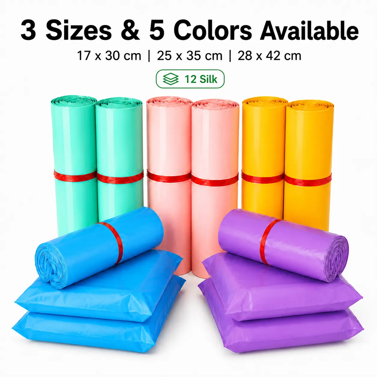 20PCS Poly Mailer Bags, Waterproof Self-Seal Shipping Bags for Clothing, Packaging, Small Business & Online Orders, 3 Sizes, 5 Colors