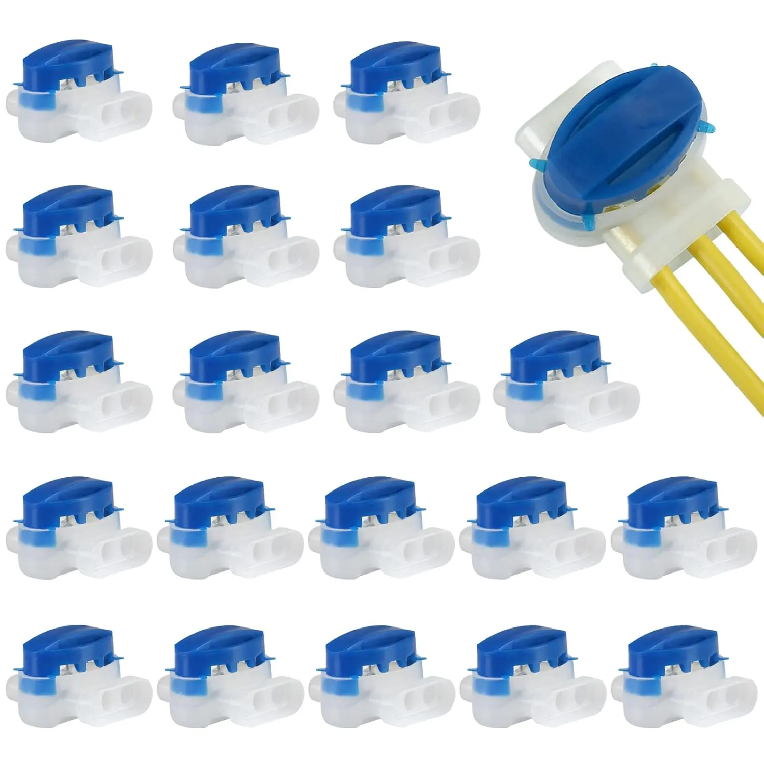 10/20/30/40pcs 3-Way Waterproof Wire Connectors for 22-14AWG Cables | Electrical IDC 314-BOX, Self-Stripping, Quick Splice Repair, For Robotic Lawn Mower, Irrigation, Landscape Lighting