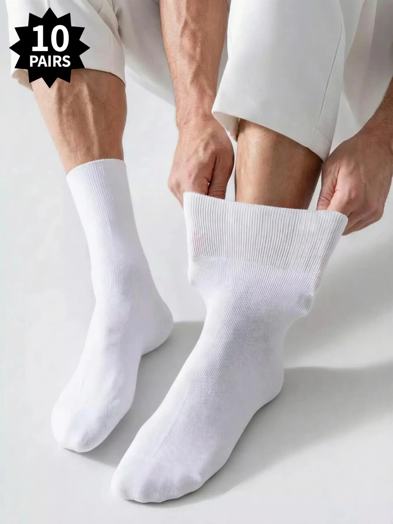 10 pairs of diabetic socks for men and women, comfortable high-stretch knit socks, breathable polyester spandex blend, ideal gift for seniors, loose fit with high elasticity, suitable for all seasons, Comfy Breathable Socks