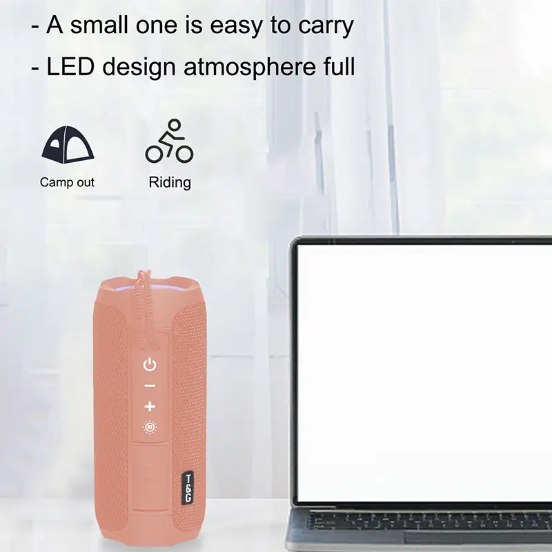 T&G TG-227 Portable Bluetooth Speaker with IPX5 Waterproofing, Dynamic RGB Rhythm Lights, Hands-free Call, FM Radio, Carry Lanyard, Rich Bass, Built-in Li-ion Battery – Ideal for Beach, Camping, Outdoor Gift, Led Light Speaker, Multifunctional Wireless Sp