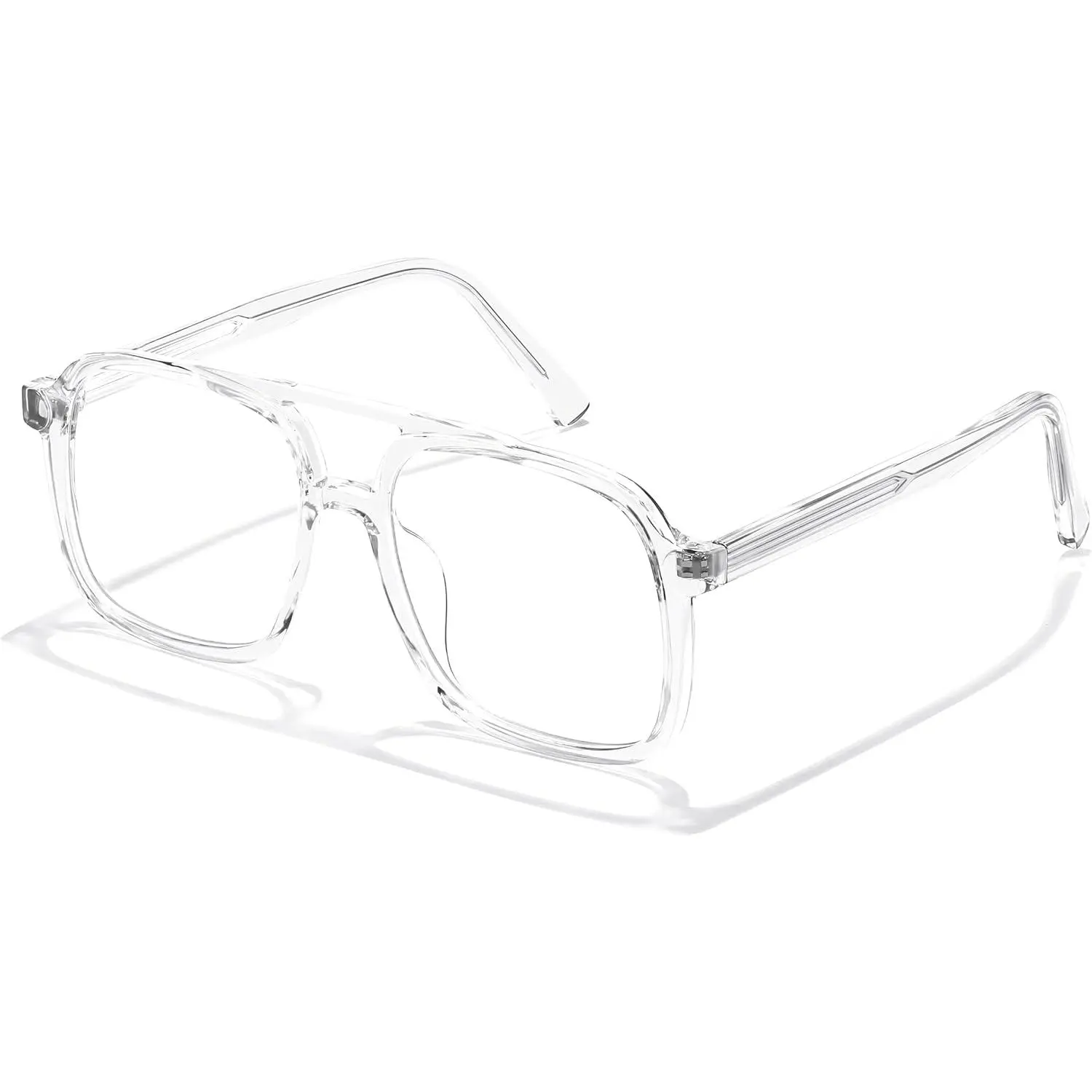 EyeconicFinds Aviator Blue Light Blocking Glasses Fake Nerd Clear Oversized Square Computer Glasses TR Frame B0158
