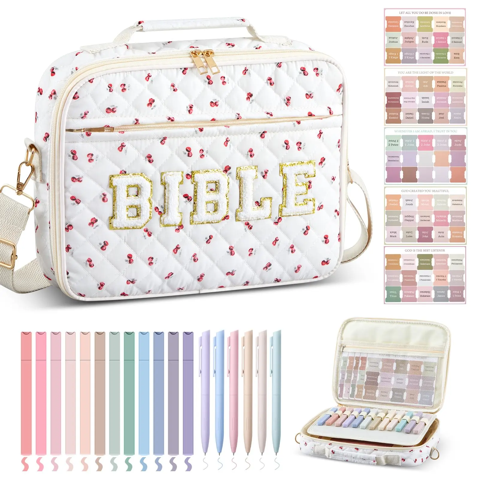 Red Cherries--Quilted Bible Bag(not PU)