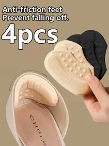 4pcs Self-Adhesive Heel Cushions in Beige, Black & Brown - Hypoallergenic Polyeste, Anti-Slip & Blister Inserts for Shoes That Are Too Big, Shoe Inserts, Insoles