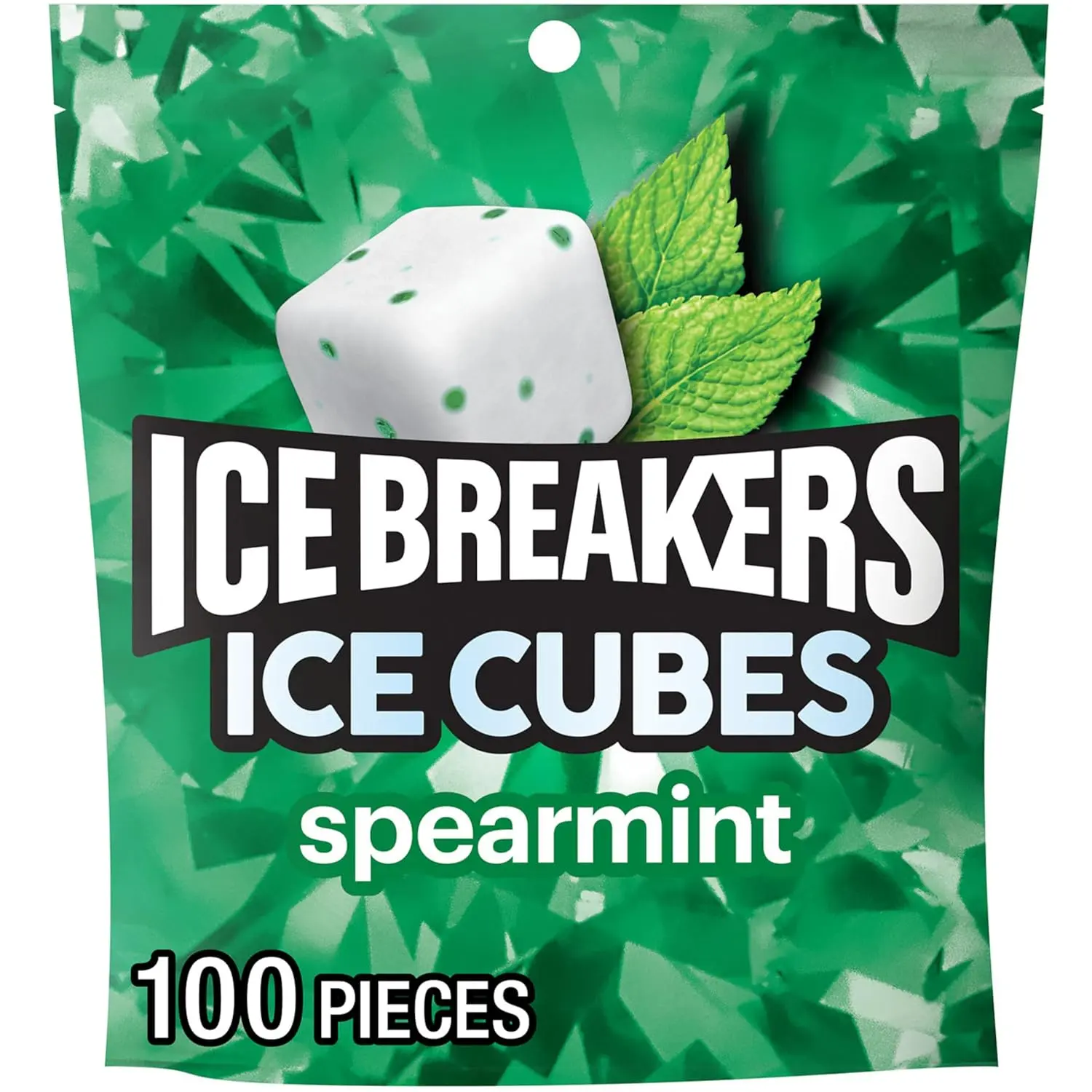 ICE BREAKERS Ice Cubes Spearmint Sugar Free Chewing Gum Pouch, 100 Pieces, 8.11 oz