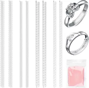 8-Pack Ring Resizer for Loose Rings  Adjustable Clear  Non-Slip Ring Sizer and Tightener Guard (4 Sizes)  Spiral   Fitter for Men & Women  Makes Rings Smaller