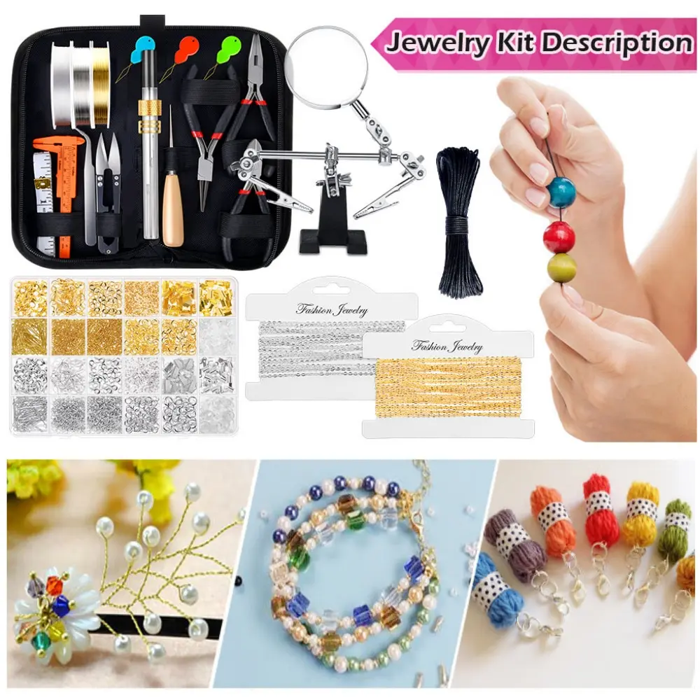 Jewelry Making Supplies Kit with Tools, Wires, Findings Jewelry Making Tools with Earring Hooks for Crafts Making and Repair