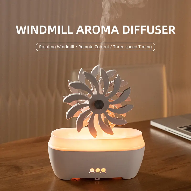 Windmill aromatherapy machine desktop essential oil diffuser water drop humidifier large fog night light remote control aromatherapy Aromatic