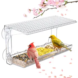 Window Bird Feeder for Outdoors, Clear Bird Feeders with Strong Suction Cups, Transparent Birds House for Garden, Yard, Elderly Kids Viewing