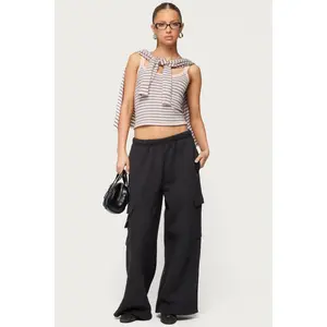 Petite Wide Leg Cargo Sweatpants
