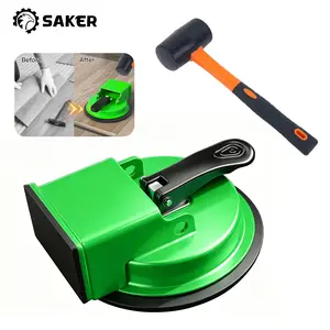 SAKER Floor Gap Fixer Tool with Hammer, Laminate Floor Gap Fixer Tool, Heavy Duty Suction Cup Floor Gap Fixer, Strong Suction Power, Gap Repair Tool for Laminate, Wood Flooring, Works on Smooth And Textured Floors (Green + Hammer)