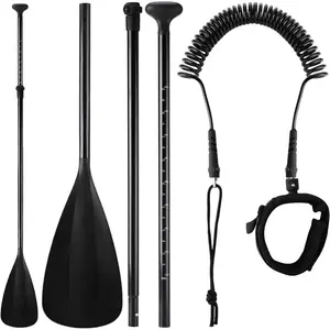 2 Sets of 3-Piece Sup Paddle Board Paddle with Surfboard Leash, Lightweight Detachable Aluminum Alloy Shaft Replacement Paddleboard for Surfing Fishing