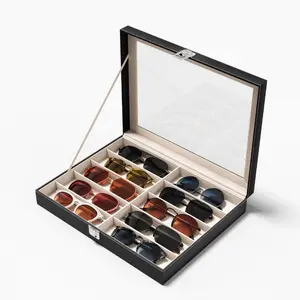 10 Slots Sunglass Organizer for Multiple Pairs of Eyeglass See-through Display Case Storage Box for Women Men